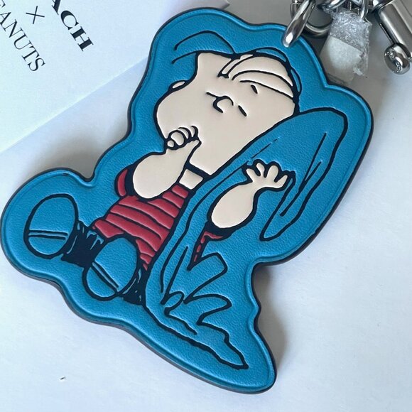 Coach x Peanuts 2025 Linus Leather Bag Charm Keychain CBG56 75th Anniversary - Picture 2 of 9